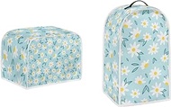 Gomyblomy Little Daisy Stand Mixer Cover, Toaster Cover with Handle, Dustproof Anti-Fingerprint Dustproof Small Appliances 2-Piece Protective Cover, Kitchen Decorations（Blue)