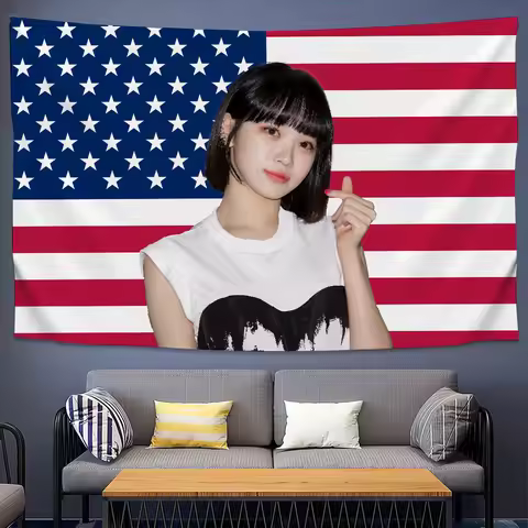 C-Chaewon America Flag Tapestry Decoration Bedroom Dormitory Background Cloth Holiday Home Party Liv