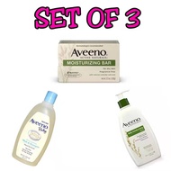 ( Set of 3 ) Aveeno Lotion + Aveeno Wash &amp; Shampoo + Aveeno Moisturizing Bar