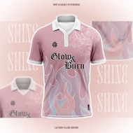JK2 【GLOW FLAME】 Pink Retro Jersey Viral Murah Collar Unisex Sublimation 2024 T Shirt Short Sleeve Lelaki Perempuan Kanak Kanak Baju Raya Jersi Oversize Football