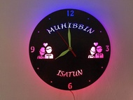 Jam Dinding lampu background 3D aesthetic unik bisa custom desain mesin sweep silent