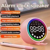 Jam Meja Digital Bluetooth Speaker Dengan Lampu Tidur RGB Alarm Clock Jam Loceng LED TF Card AUX