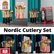 [READY STOCK] Nordic Cutlery Viral Sudu Kayangan Sudu Hotel Cutleries Dinnerware Set Sudu