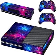 UUShop Protective Vinyl Skin Decal Cover for Microsoft Xbox One Console wrap Sticker Skins with Two Free Wireless Controller Decals Purple Starry Sky(NOT for One S or X)