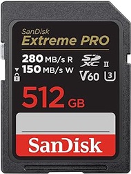 SanDisk Extreme PRO SDSDXEP-512G-GHJIN SDXC Class 10 UHS-II V60 SD Card, Up to 280 MB/s Reading, New Package