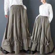 Oladivi Plus Size Women Elastic Waist A-Line Skirts Spring Autumn Casual Oversized Bottoms 5164 D024