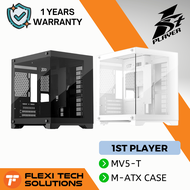 Flexi Tech 1ST PLAYER MV5-T TRANSPARENT Black &amp; White PC Desktop M-ATX Case