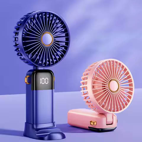 Z101 Portable Fan, Battery Operated Fan, 5 Speeds Personal Fan with Base, Digital Display, 180° Ajus