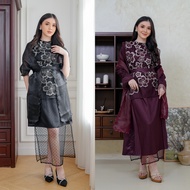 NAMELIS Rosemary Dress Hijab Non Hijab - Luxury Black Burgundy Floral Embroidery Tile Party Dress fo