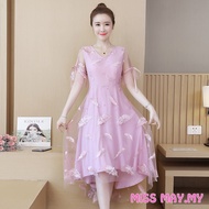 Plus Size Women Pink Mesh Midi Dress Summer Fashion Elegant Dinner Evening Wedding Office Dresses