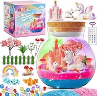 LED Unicorn Gifts for Girls - Unicorn Terrarium Kit for Kids - Birthday Gift for Girls Ages 4 5 6 7 8-12 Year Old - DIY Unicorn Toys for Girls Presents Stuff