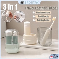 【SG-SPOETRY】3 in 1 Travel Toothbrush Set Toothpaste Storage Mouthwash Cup Travel Essentials for Busi
