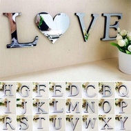 1 Pcs 10cm 26 Letters Silver Mirror Wall Sticker/Acrylic Mirrored DIY Alphabet Decor Wall Stickers /