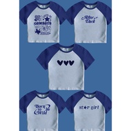 Heriffy Asthetic Croptop Gray Navy Blue Design