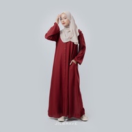 Hanin Abaya Jilbrave Dress Casual Crinkle Full Kancing - Maroon