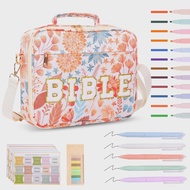 Bible Cover Book Carrying Case Church Bag Quilted Cotton Book Protective with Handle Study Supplies