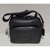 Sale❗️Coach 全皮 真皮 皮革 黑色 斜孭袋 斜咩袋 男士 男裝 手袋 背包 Coach Leather Black Academy Sport Bag Coach Black Crossb