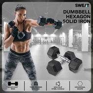 SWEAT - Dumbbell Hexagon Solid Iron | High Quality Hexagonal Rubber Dumbbell - Barbell Dumbell 2kg 4