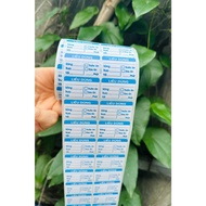 Dosage stamps in rolls of 2050 stamps, dosage stamps with pre-printed pill numbers, dosage stickers,