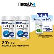 MEGALIVE Coq10 150mg Plus 30's X 2 for Coq10 Supplement, Q10 Supplement, Coenzyme q11 HTM Pharmacy