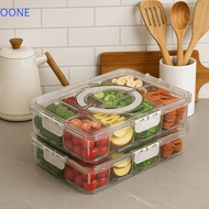 OONE Divided Serving Tray, Sealed Plastic 8 Compartment Snack Containers, Portable Fresh-keeping Tra
