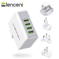 Lencent 4-Port USB Charger Plug Universal Travel Adaptor Plug 22W/5V 4.4A Wall Charger with Malaysia