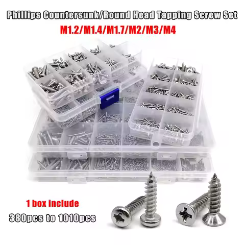 1 Box Mini Micro Small Cross Phillips Head Self-tapping Wood Screw Mix M1.2 M1.4 M1.7 M2 M3 M4 Set K