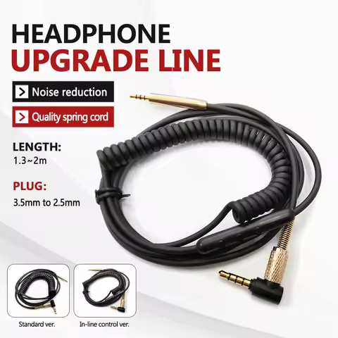 Gold plated Headphone Earphones Upgrade Cable Audio Spring Wire with Inline Control for BOSE QC25 QC