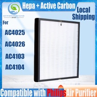 【Original and Authentic】Replacement Compatible with philips AC4025 AC4026 AC4103 AC4104 Filter Air Purifier Accessories HEPA&amp;Active Carbon Nano Protect filter
