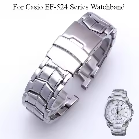 For Casio Edifice Series Watch Band 5051 EF-524D-7A EF-524SP-1A Solid Steel Strap Watch Chain Access