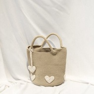 Heart Patchwork on Bucket hand bags (Khaki)