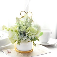 Artificial Hydrangea Flowers In Golden Pot For Home Party Decor Office Table Decor  Bedroom Decor In