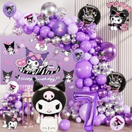 81pcs Kuromi Theme Metallic Purple Balloons with Kuromi Foil Balloon and 32inch Purple Number Balloo