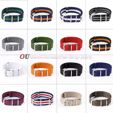 16mm 18mm 20mm 22mm Canvas Watch Strap Nylon Watchband for Rolex for Seiko One Piece Loop Bracelet U