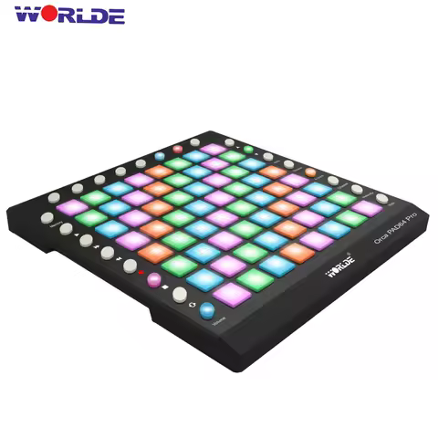 WORLDE ORCA PAD64-A Pro Portable USB MIDI Drum Pad Controller 64 RGB Backlit Pads 24 Buttons Built-i