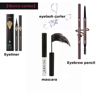 Apphom 4pcs【Novice combo】Lamera slim durable eyeliner pen waterproof Smudge Proof Quick Drying durable not easy to smub very fine,Double-End Eyebrow Pencil,Mascara Curl Eyelash Extension Thick Curling No Blooming,eyelash curler