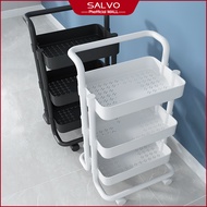 SALVO Trolley Cart Organizer Shelf Storage Rack with Wheels kitchen bathroom Utility Trolley Cart Organizer 3/4/5 Layer Kitchen Movable Storage Rack With Universal Wheel And Handle Bathroom Storage Shelf