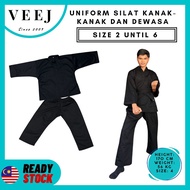 UNIFORM BAJU SILAT KANAK-KANAK UNIFORM SILAT HITAM BERKUALITI PLUS SIZE COTTON TEBAL