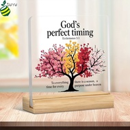 Christian Acrylic Desk Sign God's Perfect Timing Bible Verse Ecclesiastes 3:1 Tree Plaque Wooden Sta