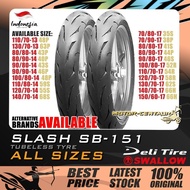 TAYAR DELI/SWALLOW TUBELESS TYRE SLASH SB151 SB-151 70,80,90,100,110,120,130,140,150/60,70,80,90-13,