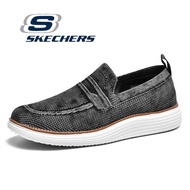 Skechers_ สเก็ตเชอร์ส รองเท้าผู้ชาย Men SKECHERS USA Garza Conlen Shoes - 204437-OLV Air-Cooled Memory Foam Classic Fit, Goga Mat Arch