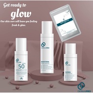 DermaPro Hydration Glowing Cleanser . Glowing Radiance Essence . Ultra Light Sunscreen SPF 50 pa +++