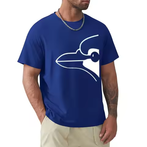 Summer men's T-shirt Blue Jays minimalist 3D printing street casual quick-drying breathable solid co