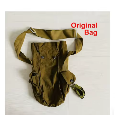 Retro GP5 Cold War Soviet Original Khaki Gas Mask Canvas Crossbody Bag