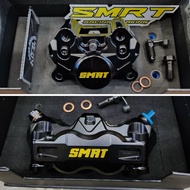 100% ORIGINAL SMRT TX MODEL BRAKE CALIPER 100MM FRONT 4 POT CALIPER / REAR 2 POT CALIPER BLACK &amp; SILVER SET MADE TAIWAN