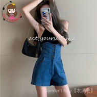 blue high-waisted denim shorts/jeans shorts/jeans shorts women/high waist jeans shorts/stretchy deni