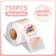 750pcs 50mm Round Thermal Label Sticker Shipping Label for Postage for Phomemo D520 PM241-BT Printer