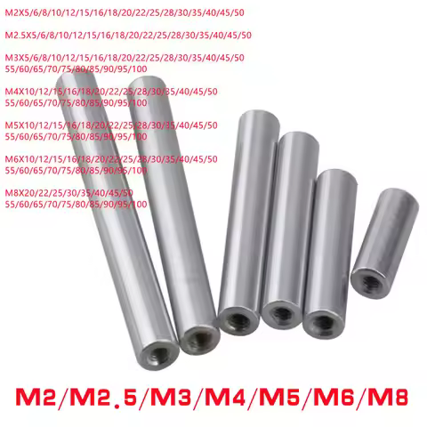 2-10pcs/lot M2 M2.5 M3 M4 M5 M6 M8 M10*L Round Aluminum Standoff Spacer Stud Extend Long Nut L=6 TO 