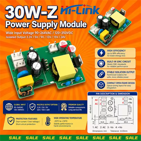 Hi-Link HLK-30M05Z 30W 5V 12V 24V AC DC Converter HLK-30M12Z HLK-30M24Z PCBA Bare Board Power Supply