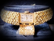 OMEGA Watch 女庄亞米茄罕有縷花黄金手鐲配17J机械上鍊14K黄金錶壳連原廠亞米茄14K黄金錶帶 黄金重約47gm 18mmx14mmx長160mm